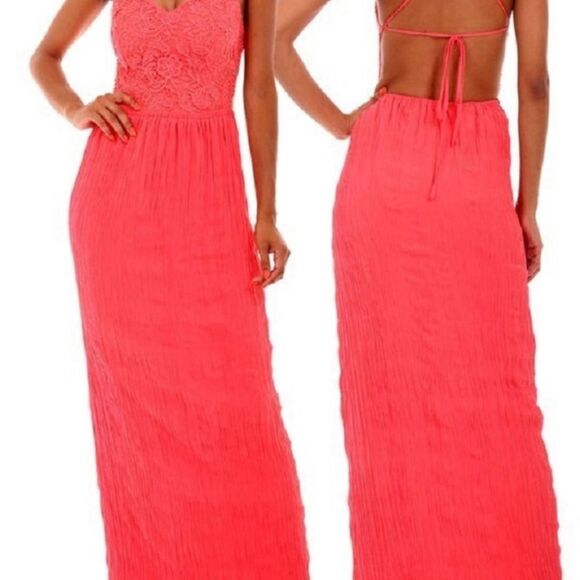 COPY - Coral Criss Cross Back Maxi Dress - Picture 7 of 7